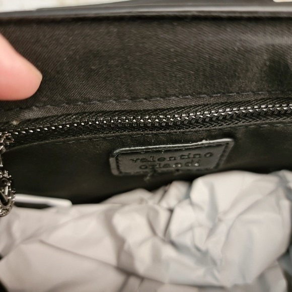 NWT‎ Valentino Orlandi Black Vegan Leather Bag with Stud Accents - Picture 11 of 12